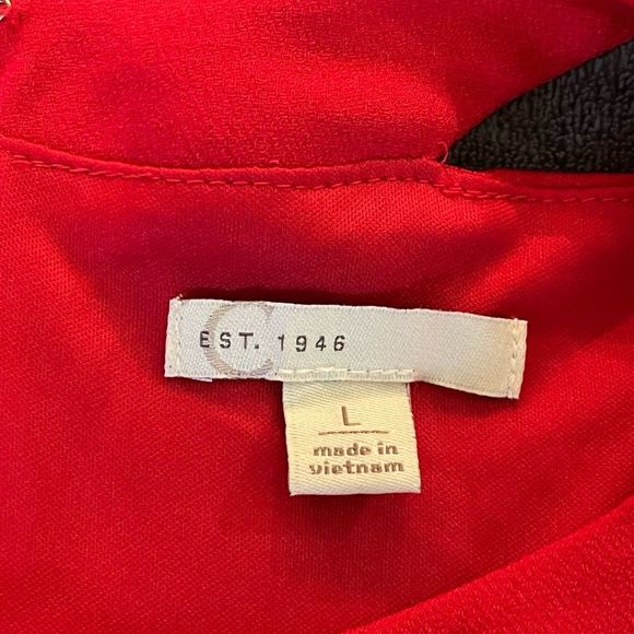 C Est. 1946 red flowy cold shoulder dress woman’s size Large - Picture 9 of 11